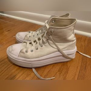 Converse All Star Platform Hi Top White Sz 8 (used)